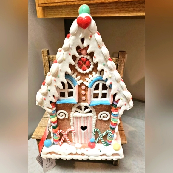 Claydough Gingerbread Lighted House 14” Gumdrop/Candy Christmas Pre-Lit - Picture 1 of 4